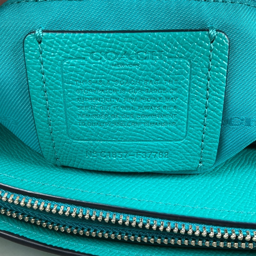 Coach Turnlock Carryall 29 Aqua Blue Teal Leather Shoulder Crossbody Satchel Bag - Picture 13 of 15